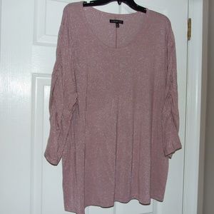 Lane Bryant Pink Sparkle Top Ruched Sleeves 22/24